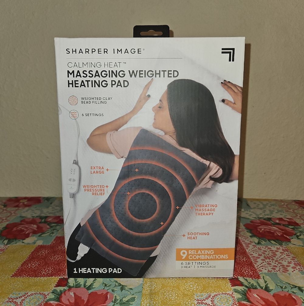 Sharper Image Calming Heat Massaging Weighted Heating Pad